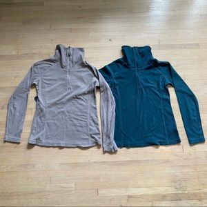 2 Mountain Hardwear Pullover 1/4 Zip Sweater Blue Purple Womans Size Small